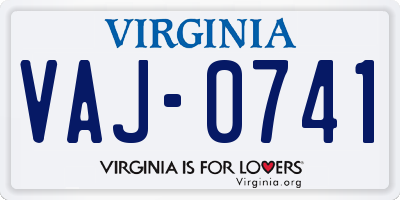 VA license plate VAJ0741