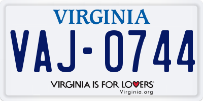 VA license plate VAJ0744