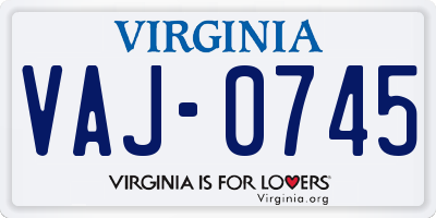 VA license plate VAJ0745