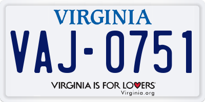VA license plate VAJ0751