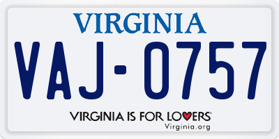 VA license plate VAJ0757