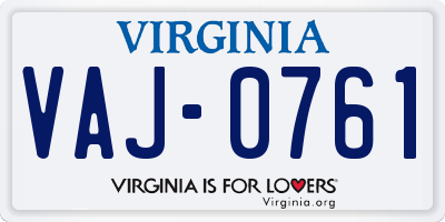 VA license plate VAJ0761