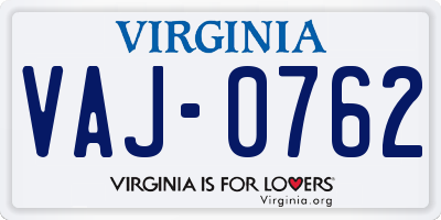 VA license plate VAJ0762