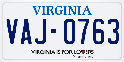 VA license plate VAJ0763
