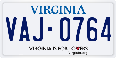 VA license plate VAJ0764