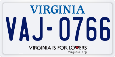 VA license plate VAJ0766