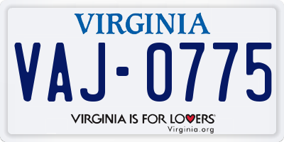 VA license plate VAJ0775