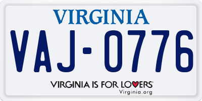 VA license plate VAJ0776