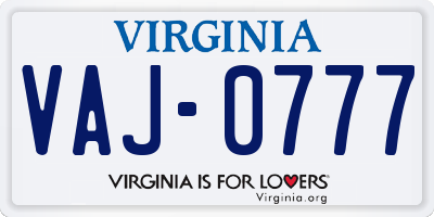 VA license plate VAJ0777