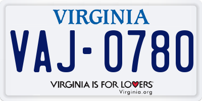 VA license plate VAJ0780