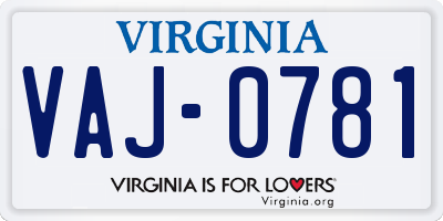 VA license plate VAJ0781