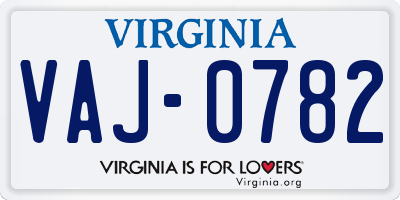 VA license plate VAJ0782