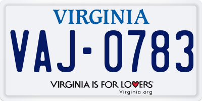VA license plate VAJ0783