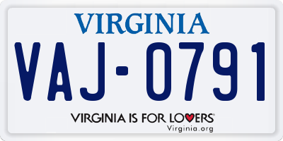 VA license plate VAJ0791