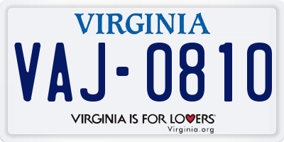 VA license plate VAJ0810