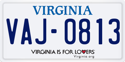 VA license plate VAJ0813