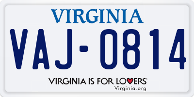 VA license plate VAJ0814