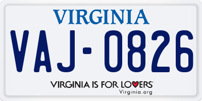 VA license plate VAJ0826