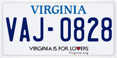 VA license plate VAJ0828