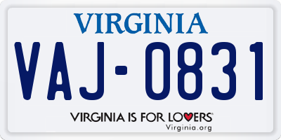 VA license plate VAJ0831