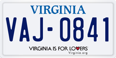 VA license plate VAJ0841