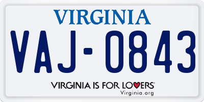 VA license plate VAJ0843