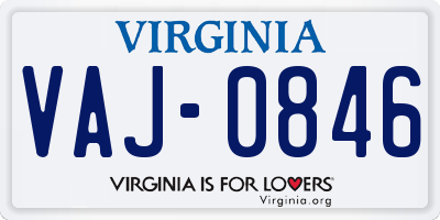 VA license plate VAJ0846