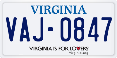 VA license plate VAJ0847