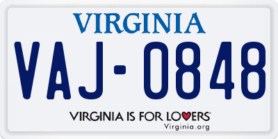 VA license plate VAJ0848
