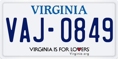 VA license plate VAJ0849