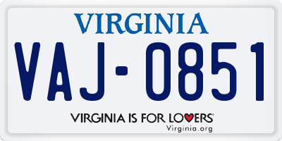 VA license plate VAJ0851