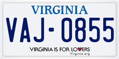 VA license plate VAJ0855
