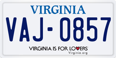 VA license plate VAJ0857