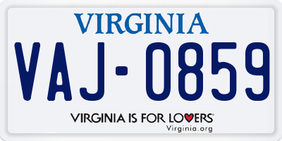 VA license plate VAJ0859