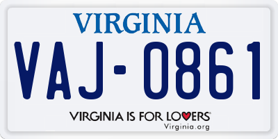 VA license plate VAJ0861