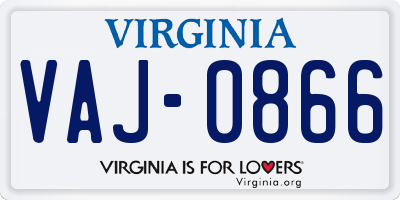 VA license plate VAJ0866
