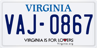VA license plate VAJ0867
