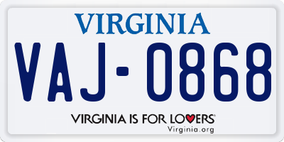VA license plate VAJ0868