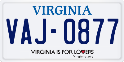 VA license plate VAJ0877
