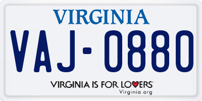 VA license plate VAJ0880