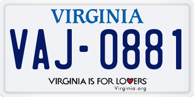 VA license plate VAJ0881