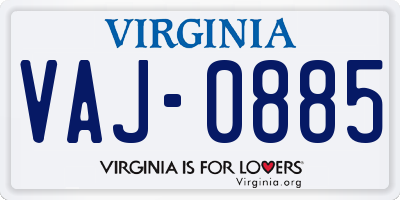 VA license plate VAJ0885