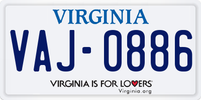 VA license plate VAJ0886