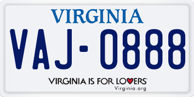 VA license plate VAJ0888