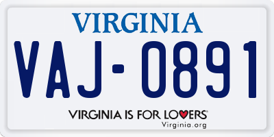 VA license plate VAJ0891