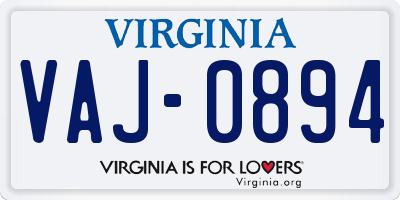 VA license plate VAJ0894