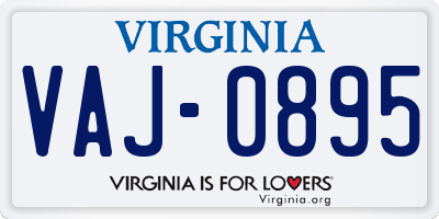 VA license plate VAJ0895