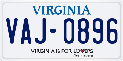 VA license plate VAJ0896