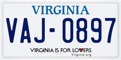 VA license plate VAJ0897