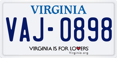 VA license plate VAJ0898